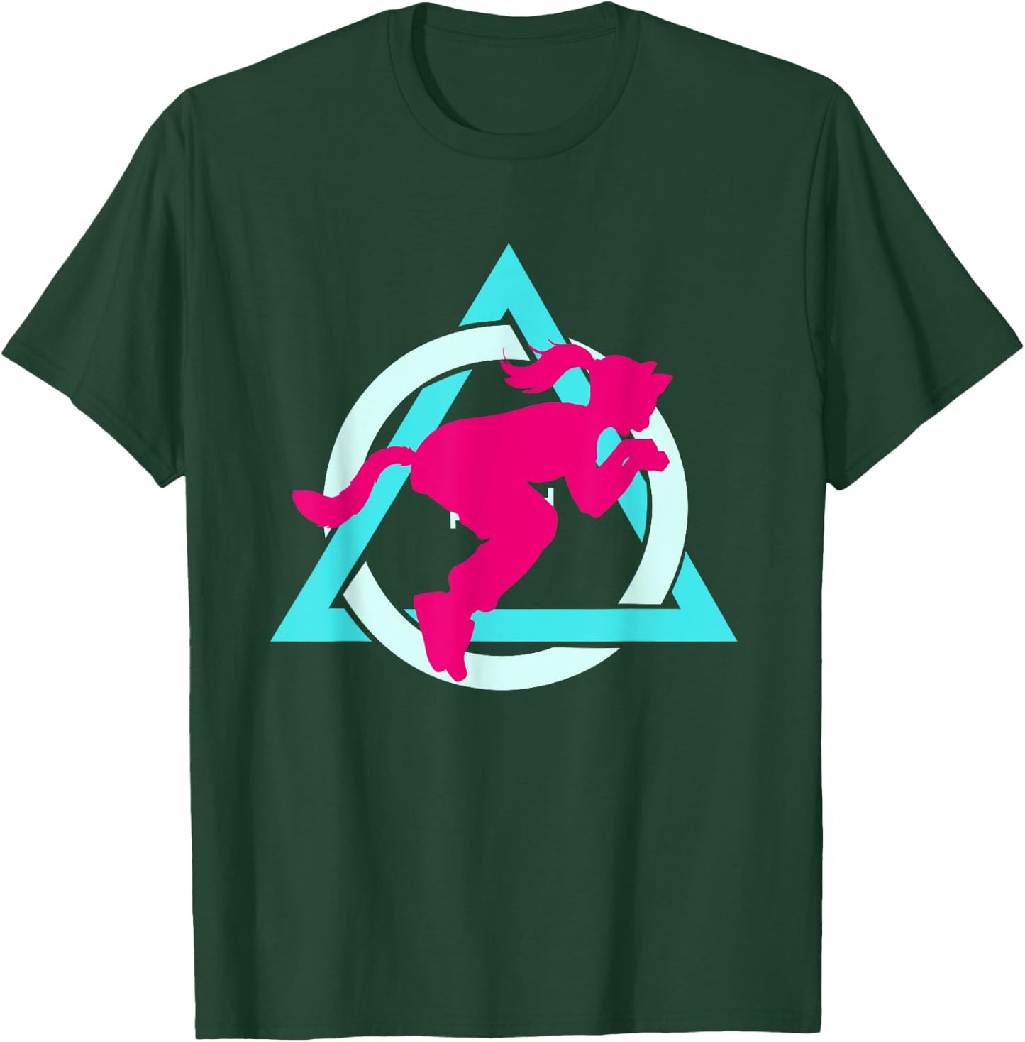 Therian quadrobics sign with jumping girl logo Therianthropy T-Shirt - T-Shirt | Forest