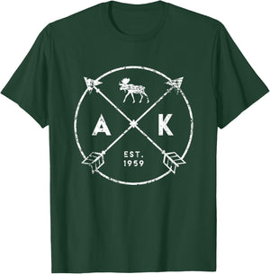 Alaska Adventure Shirt, Est 1959 Moose Arrows Tribal State T-Shirt - T-Shirt | Forest