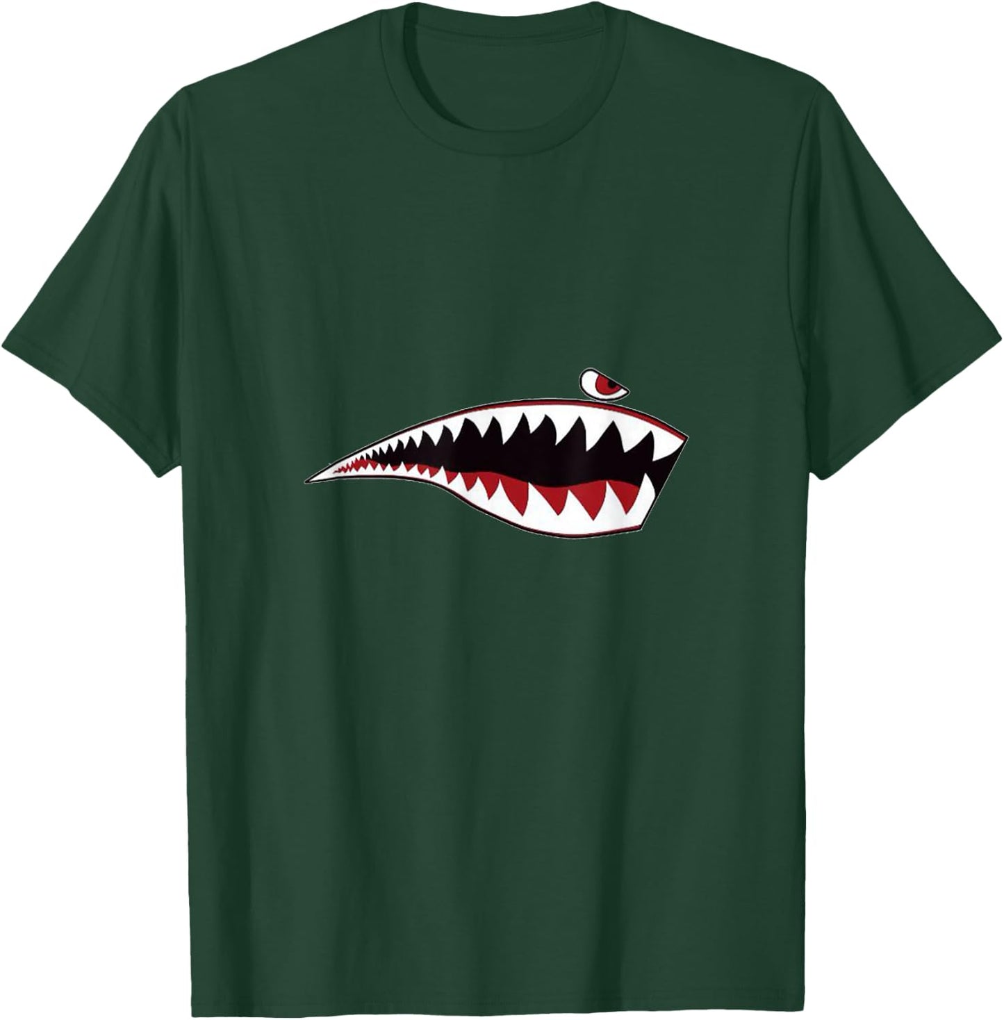 Shark Teeth Nose Art WWII Military Plane Aircraft P-40 WW2 T-Shirt - T-Shirt | Forest