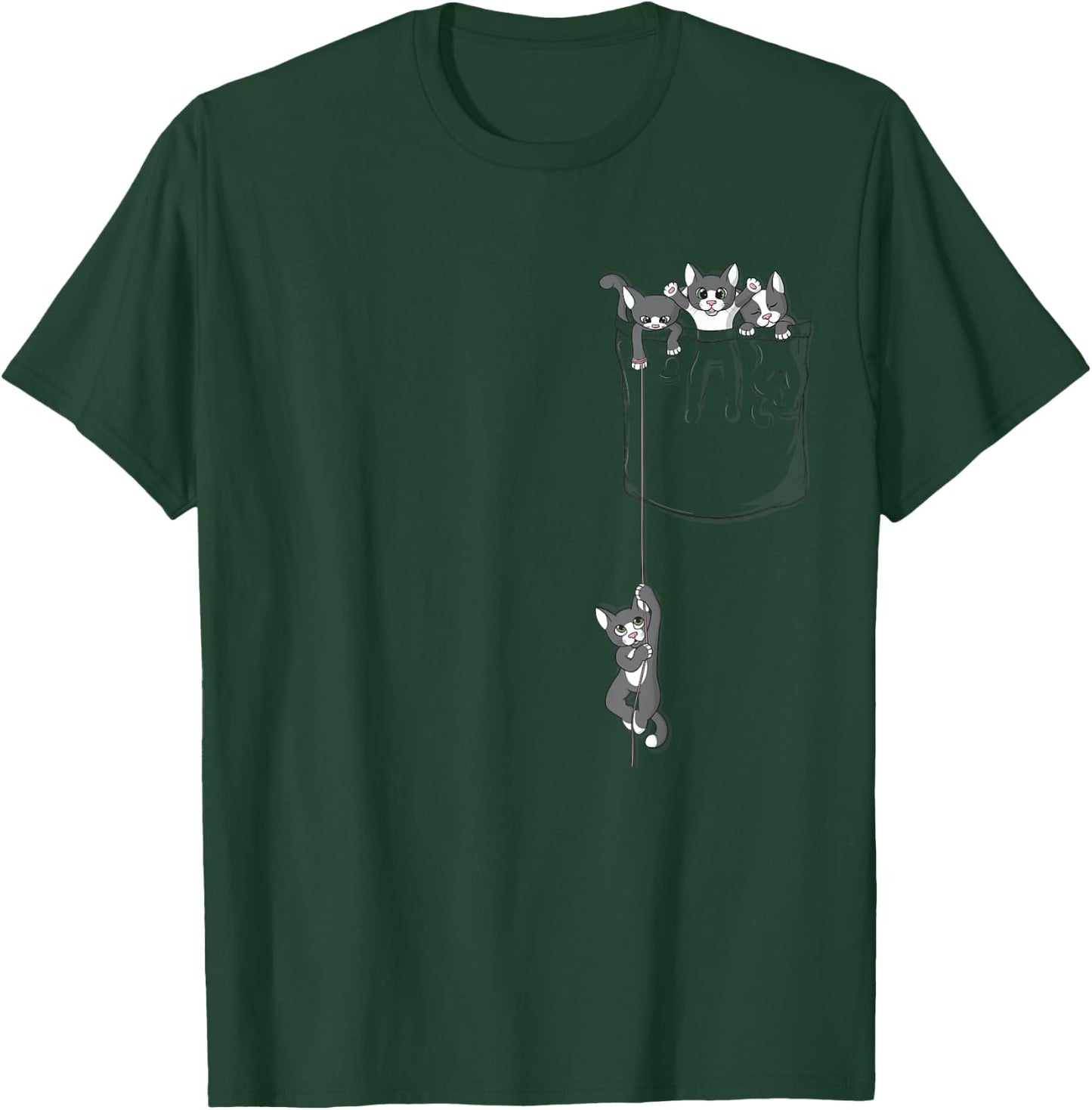 Cute Kittens Playing in the Pocket, Cat Men Women Kids T-Shirt - T-Shirt | Forest