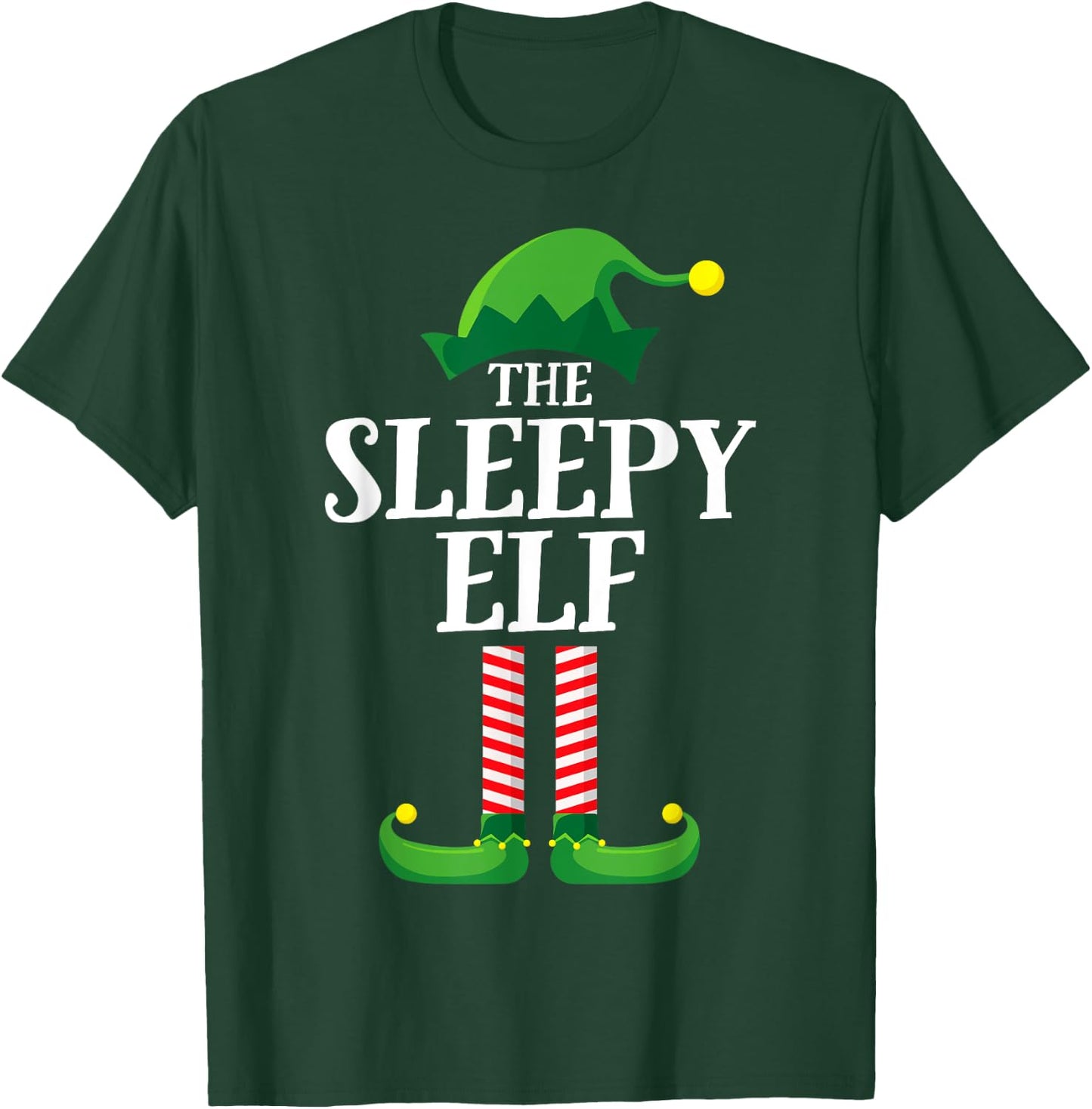 Sleepy Elf Matching Family Group Christmas Party Pyjamas T-Shirt - T-Shirt | Forest