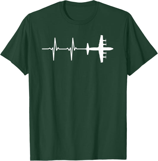 EKG Heartbeat P-3 Orion Military Plane Shirt T-Shirt - T-Shirt | Forest