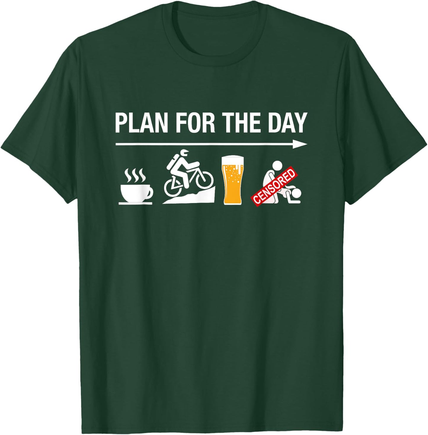 Funny Biking Adult Humour Coffee Mountain Bike Beer Cycling T-Shirt - T-Shirt | Forest