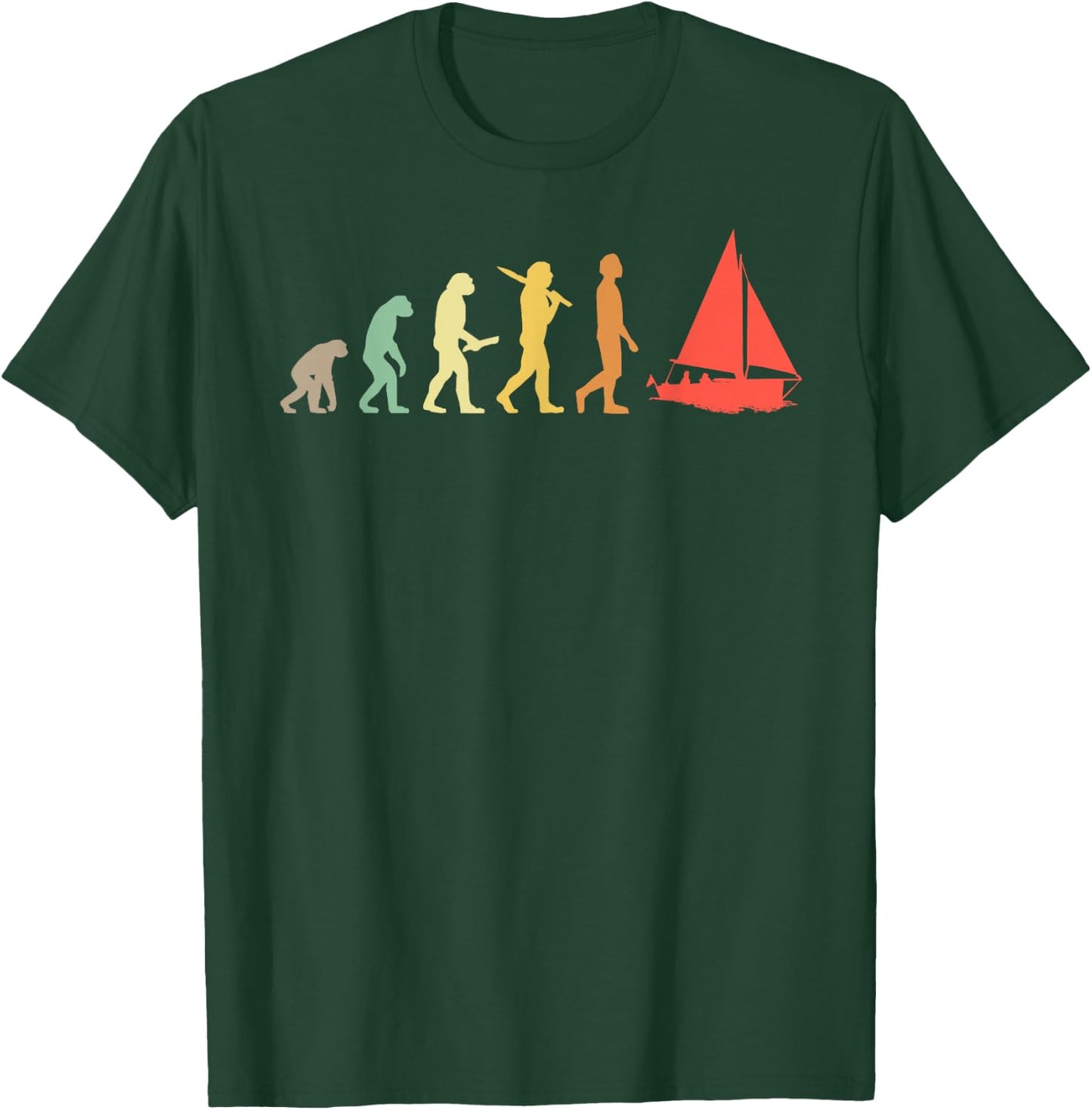 Retro Sailing Evolution Gift Sailors & Skippers T-Shirt - T-Shirt | Forest