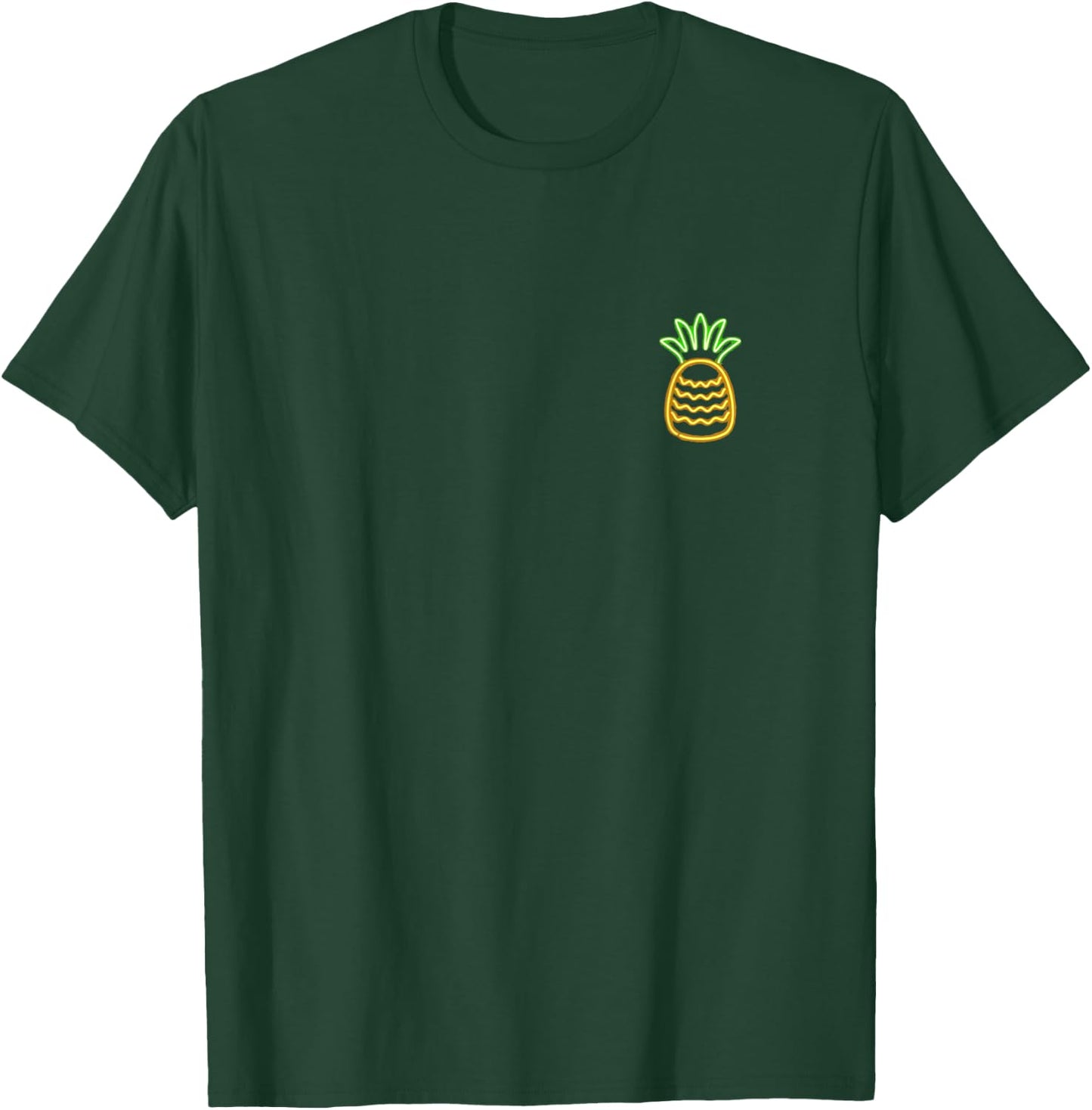 80s Retro Glowing Sign Design Aloha Pineapple Pocket T-Shirt - T-Shirt | Forest
