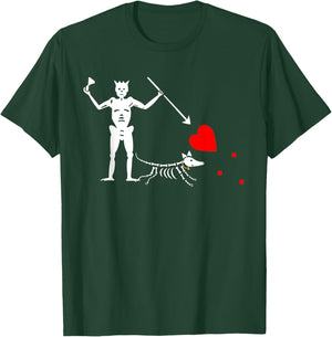Blackbeard Pirate Flag Skeleton Art Pirate Dog Graphic T-Shirt - T-Shirt | Forest