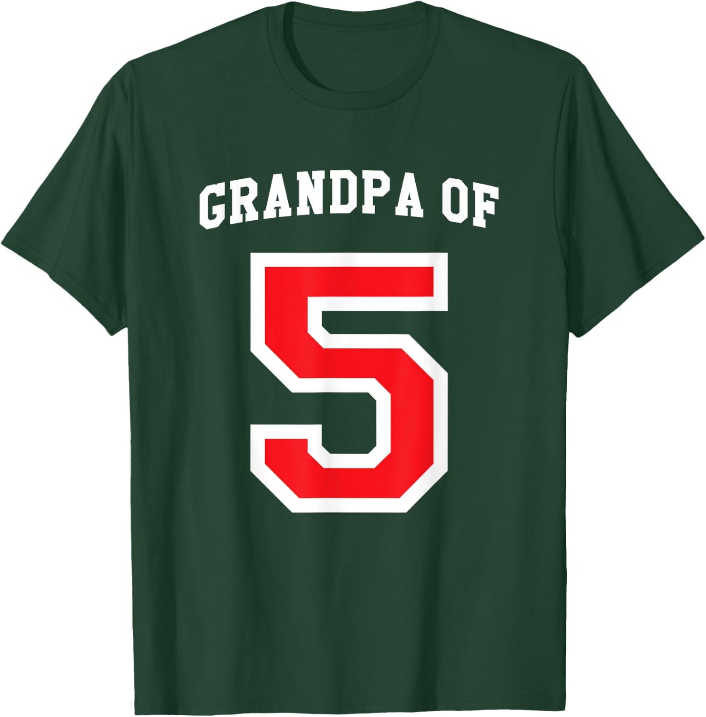 Grandpa of 5 Grandchildren Baseball Jersey T-Shirt - T-Shirt | Forest