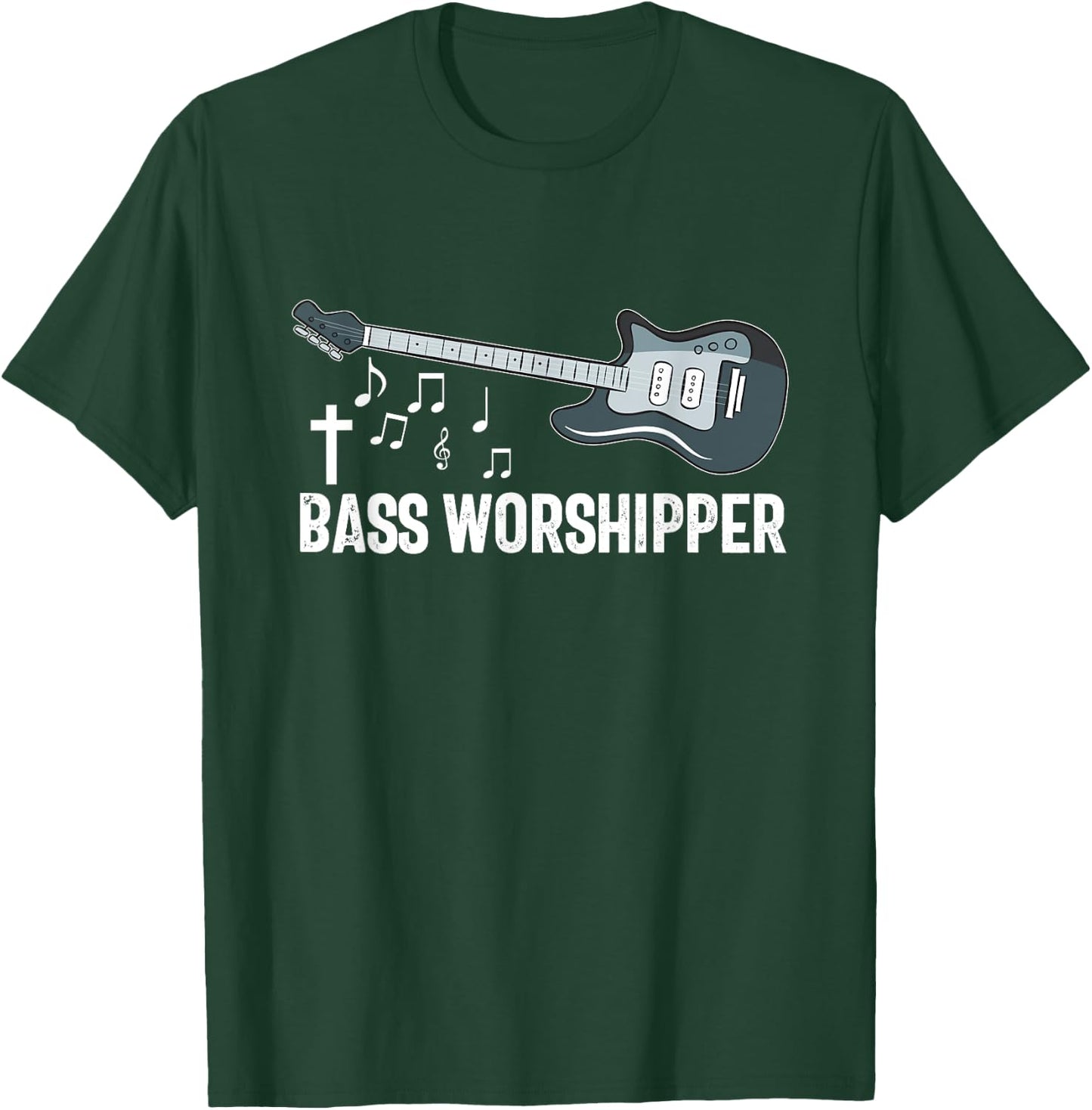 Christian Bass Guitar Player Worship Jesus Bassist Music T-Shirt - T-Shirt | Forest
