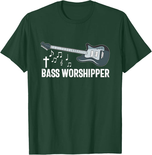Christian Bass Guitar Player Worship Jesus Bassist Music T-Shirt - T-Shirt | Forest