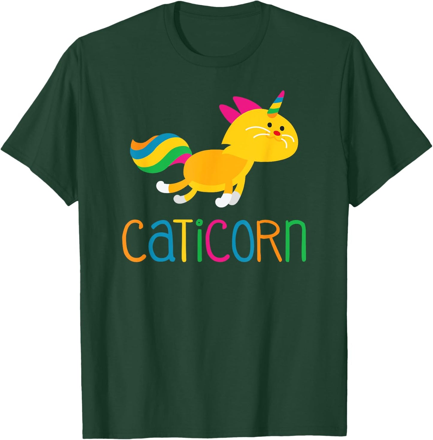 Caticorn Rainbow T shirt Meowgical Cat Unicorn Kittycorn Women Girls Kids T-Shirt - T-Shirt | Forest