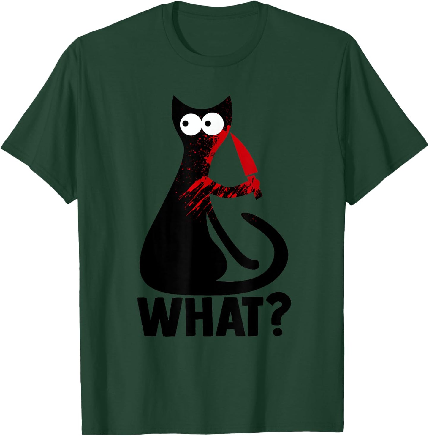 Cute Crazy Murderous Black Cat What With Knife Halloween Men Women T-Shirt - T-Shirt | Forest