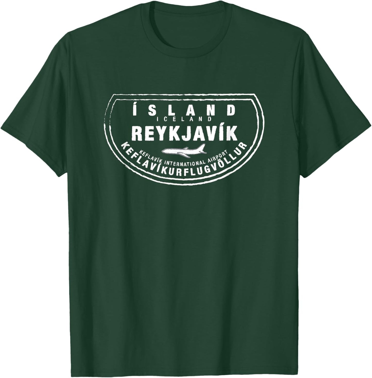 Reykjavik Iceland Passport Stamp Vacation Travel T-Shirt - T-Shirt | Forest