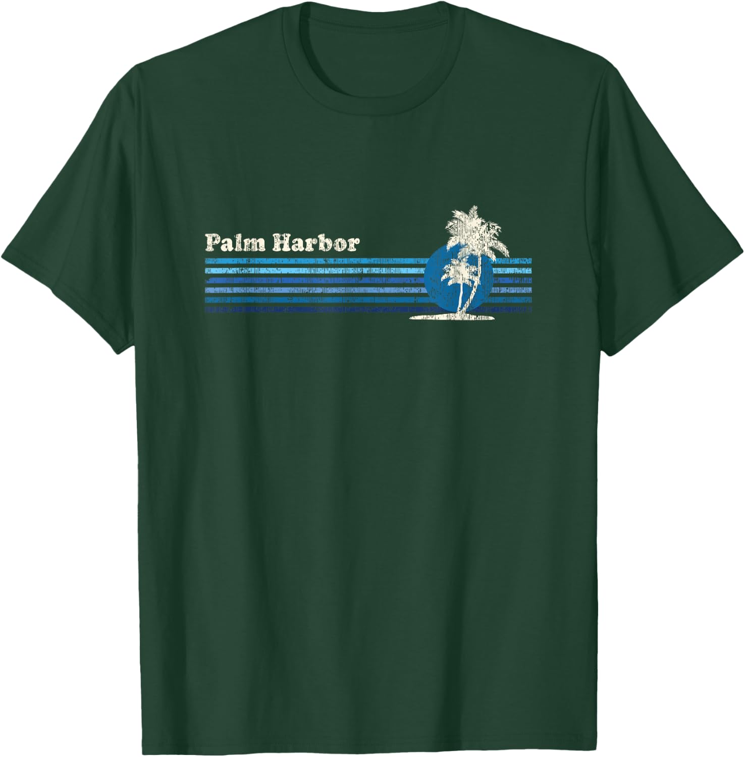 Palm Harbor FL Vintage 80s Palm Trees Sunset T-Shirt - T-Shirt | Forest