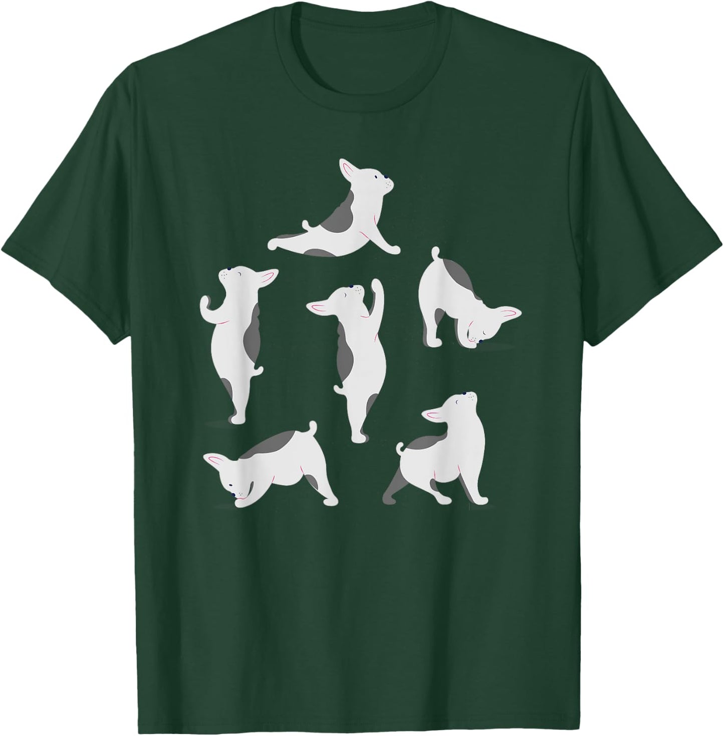 French Bulldog Yoga Poses Funny Cute Frenchie Dog Lover Men Women Girls Kids T-Shirt - T-Shirt | Forest