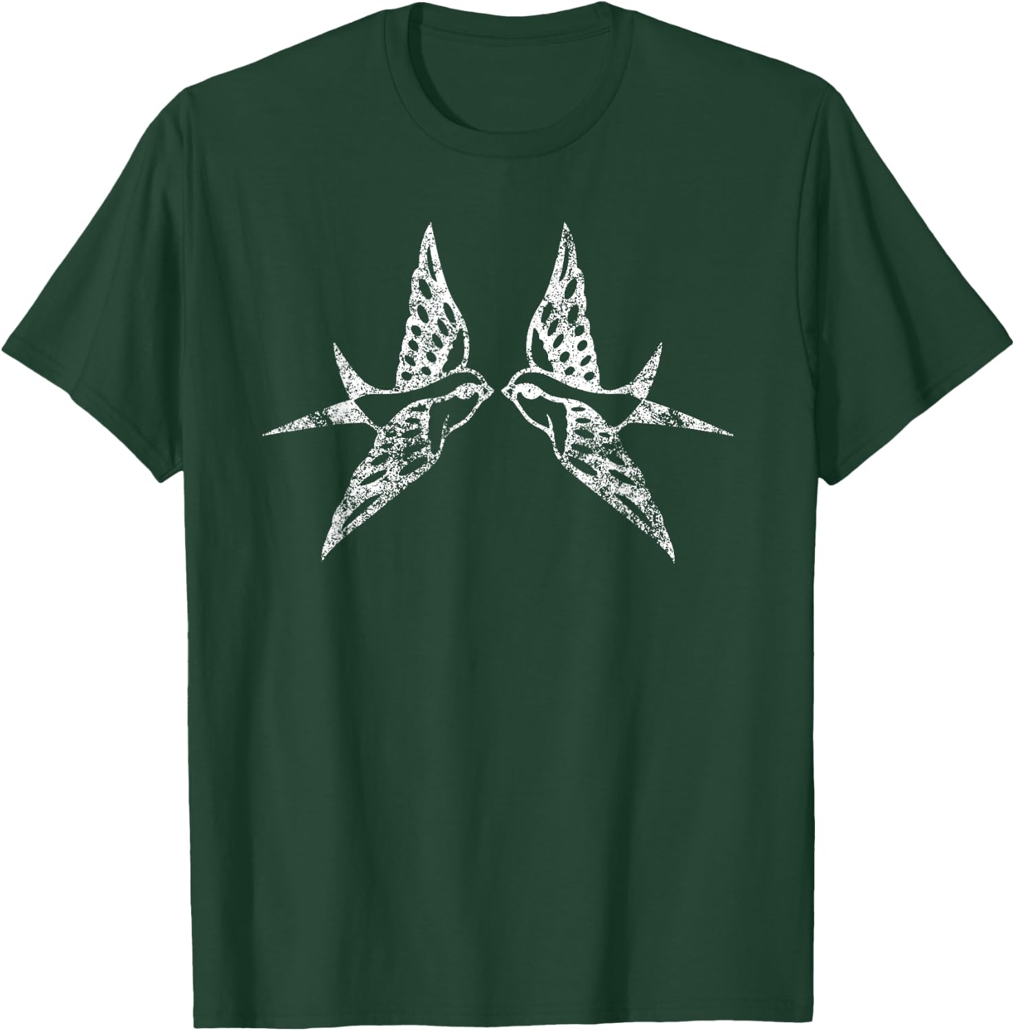 Vintage Two Birds Flying - Distressed Retro Bird T-Shirt - T-Shirt | Forest