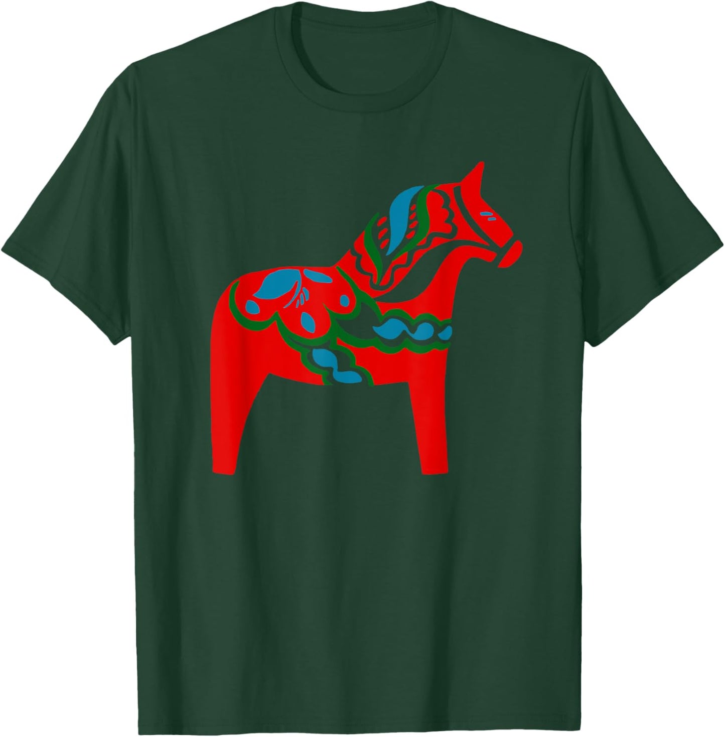 Swedish Dala Horse Sweden Red Dalecarlian Horse Design T-Shirt - T-Shirt | Forest