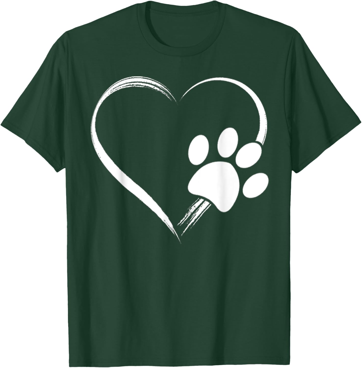 Dog Paw Print Heart Shirt Dog Lover Owner Gift Mom & Dad T-Shirt - T-Shirt | Forest