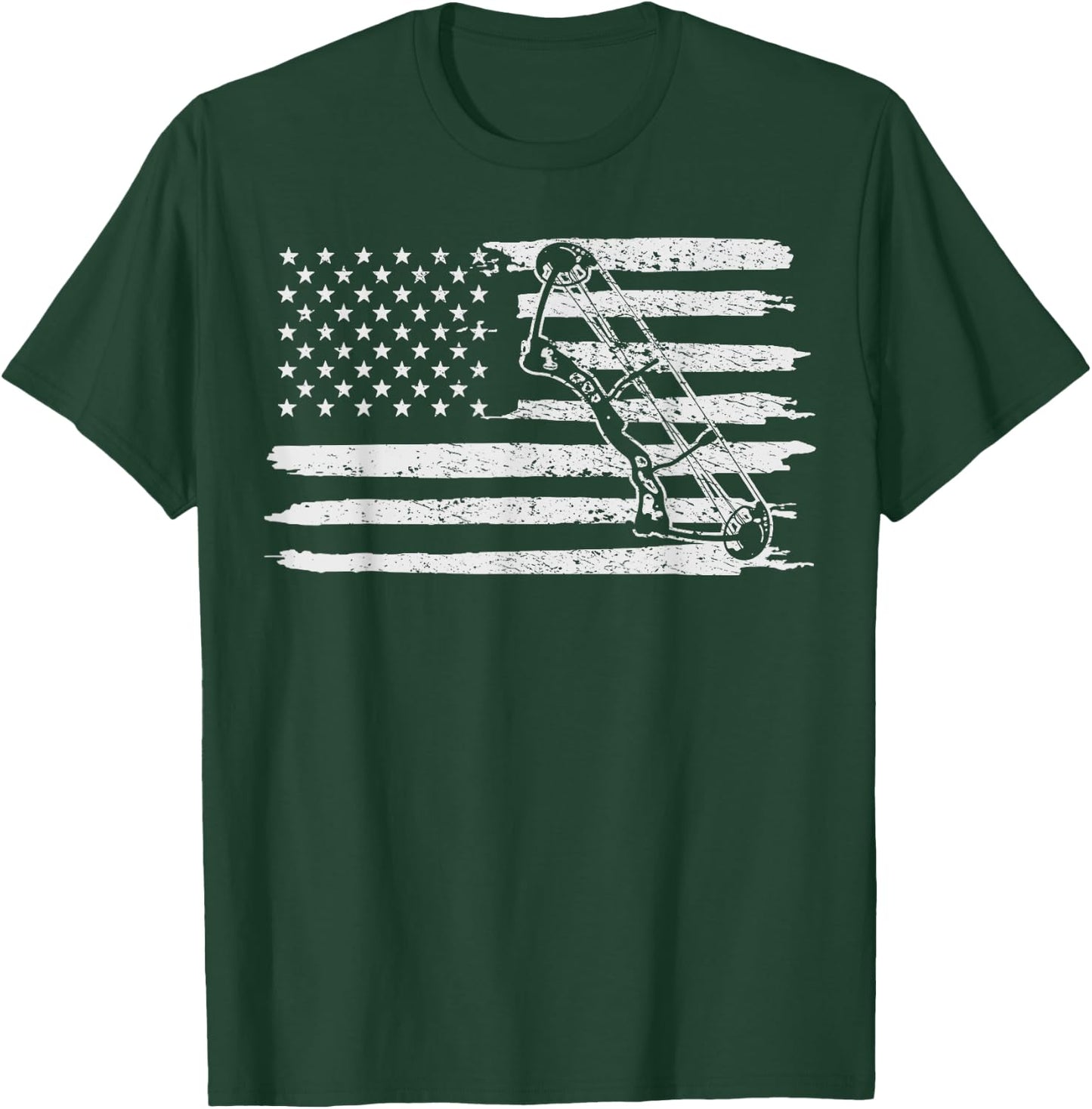 Archery Bow Hunting USA Flag 4th Of July Vintage T-Shirt - T-Shirt | Forest