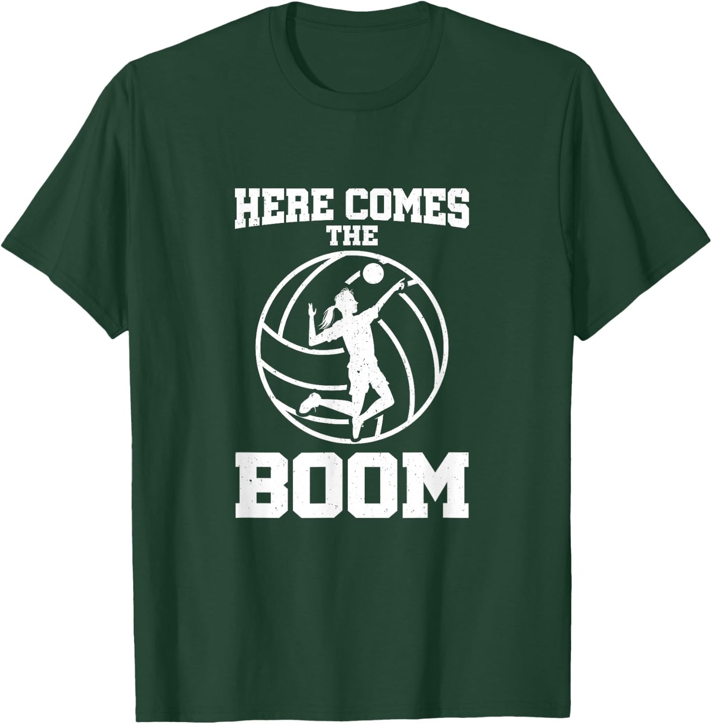 Here Comes The Boom Attack Hit Spike Volleyball T-Shirt - T-Shirt | Forest