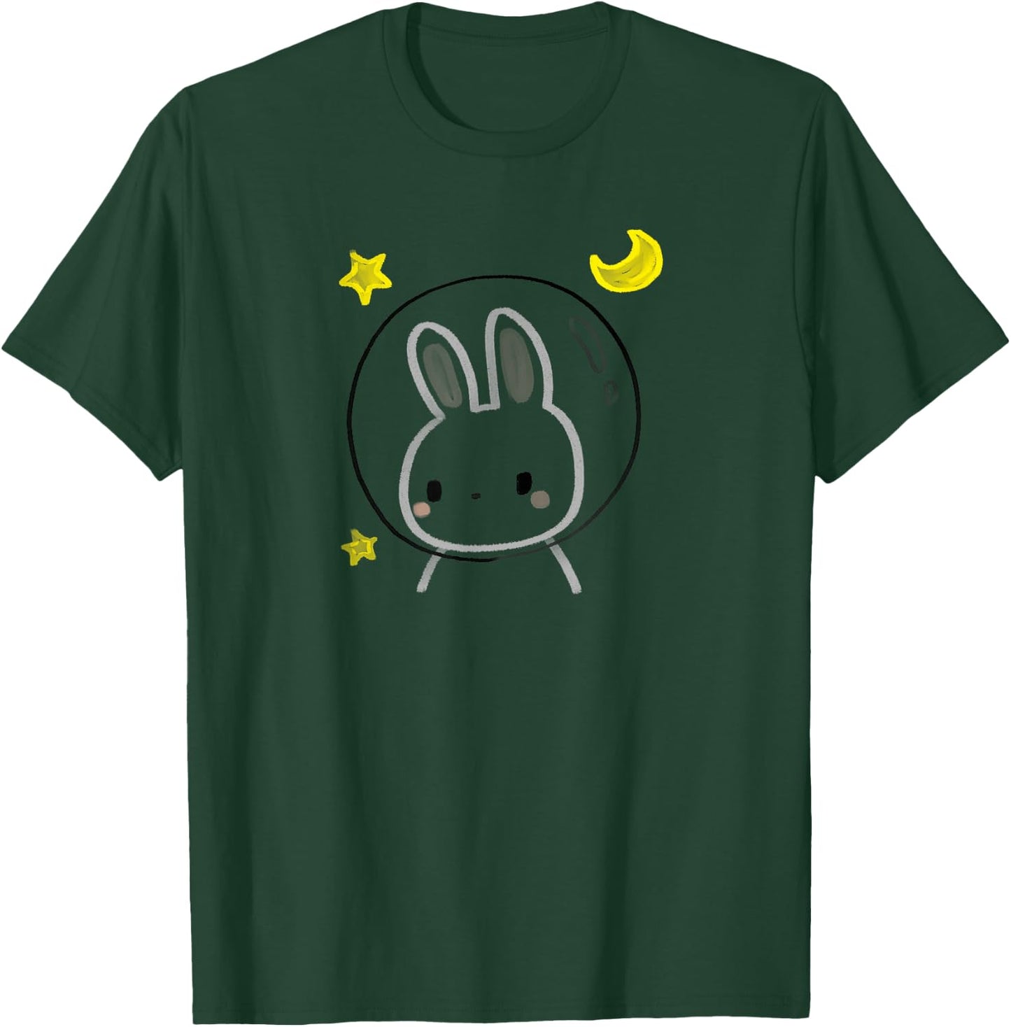 Cute Space Bunny with Stars and Moon T-Shirt - T-Shirt | Forest
