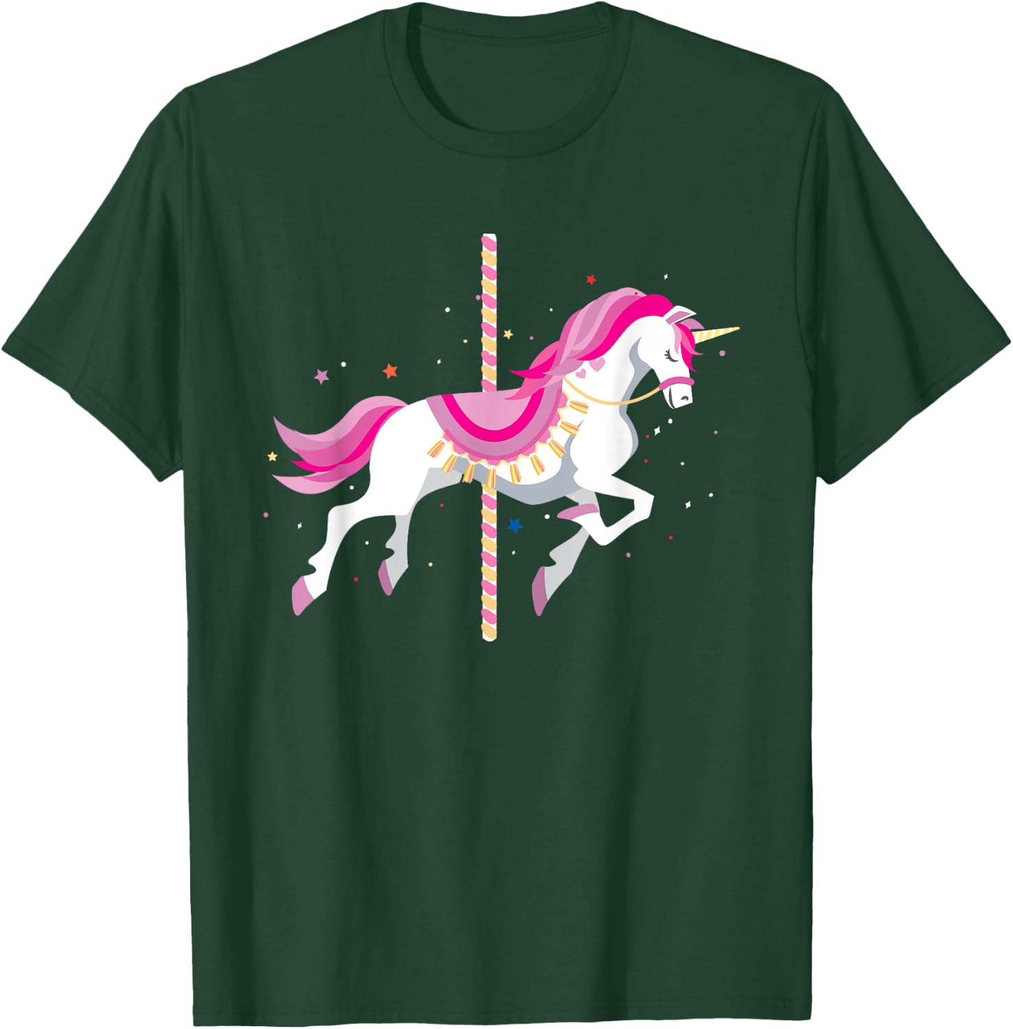 Kids Unicorn Carousel Ride Pretty Unicorns Amusement Park T-Shirt - T-Shirt | Forest