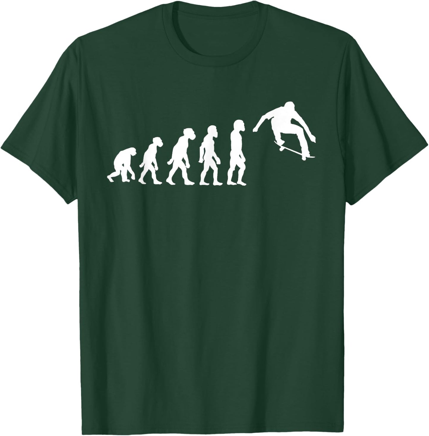 Funny Human Skateboarding Evolution Skater Skateboarder T-Shirt - T-Shirt | Forest