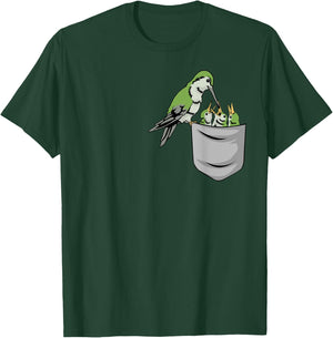 Hummingbird Pocket Bird Shirt Bird Swing Feeding Birb T-Shirt - T-Shirt | Forest