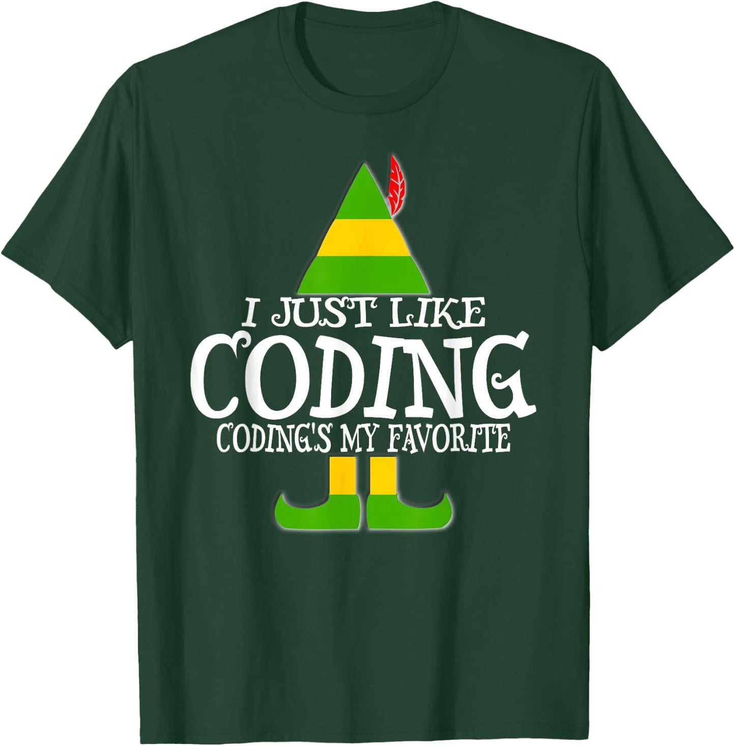 CODING ELF Christmas Computer Medical Coder Program T-Shirt - T-Shirt | Forest