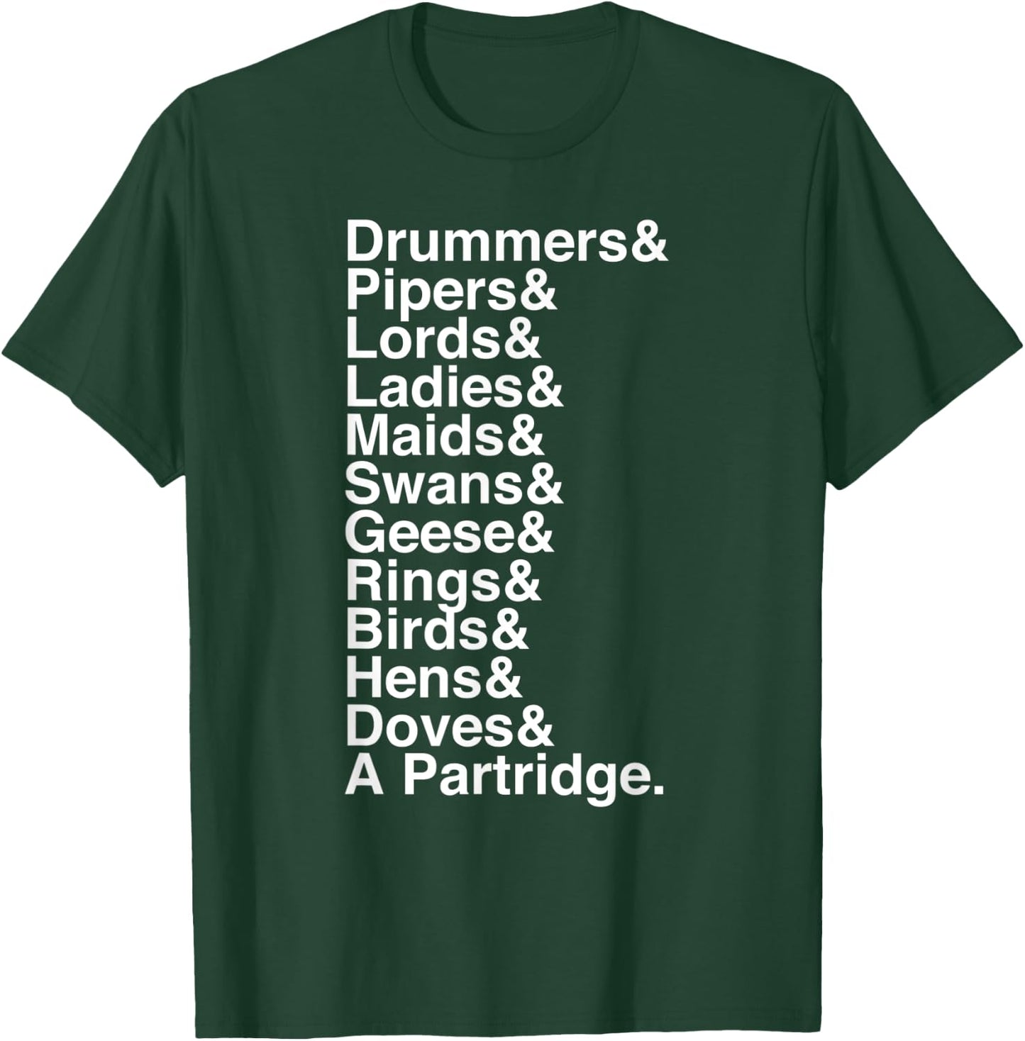 12 Days of Christmas Helvetica List T-Shirt - T-Shirt | Forest