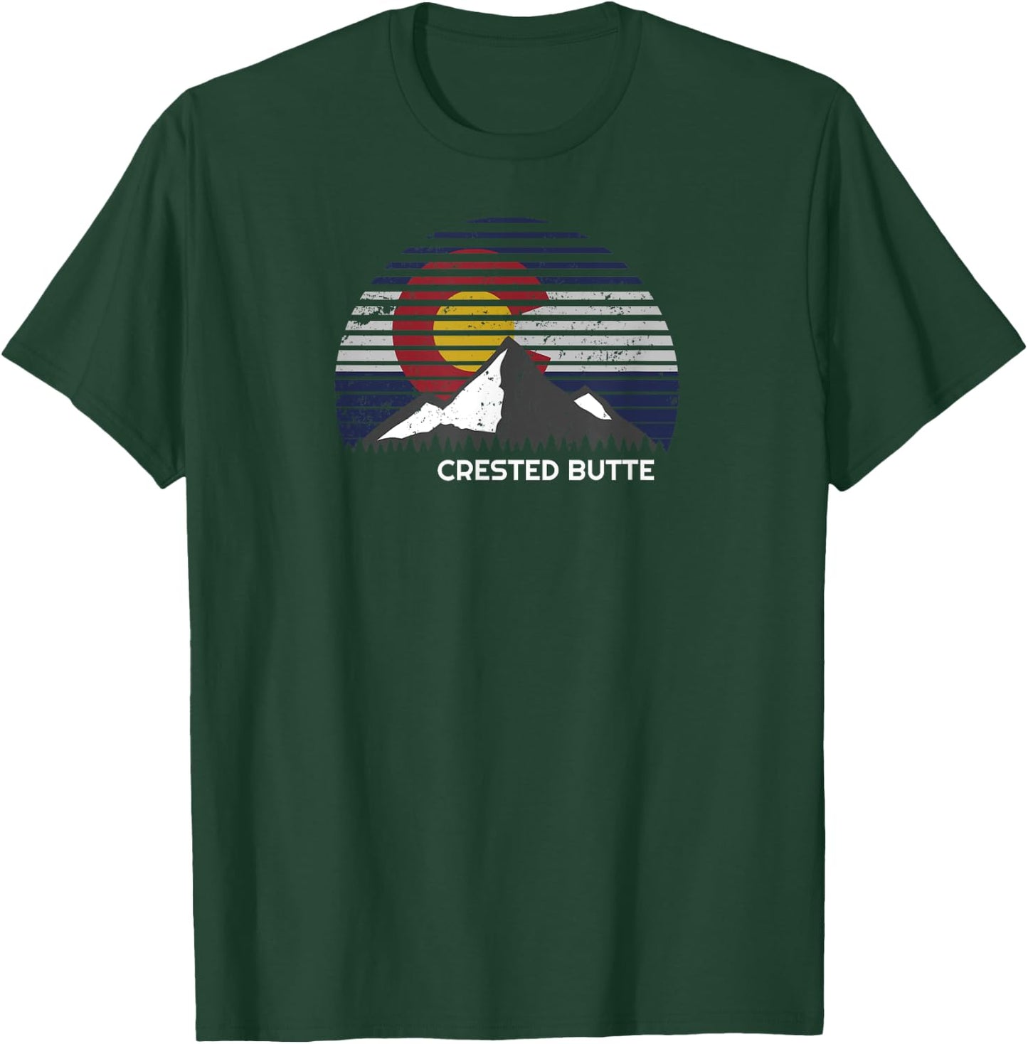 Crested Butte Rocky Mountain Colorado Flag T-Shirt - T-Shirt | Forest