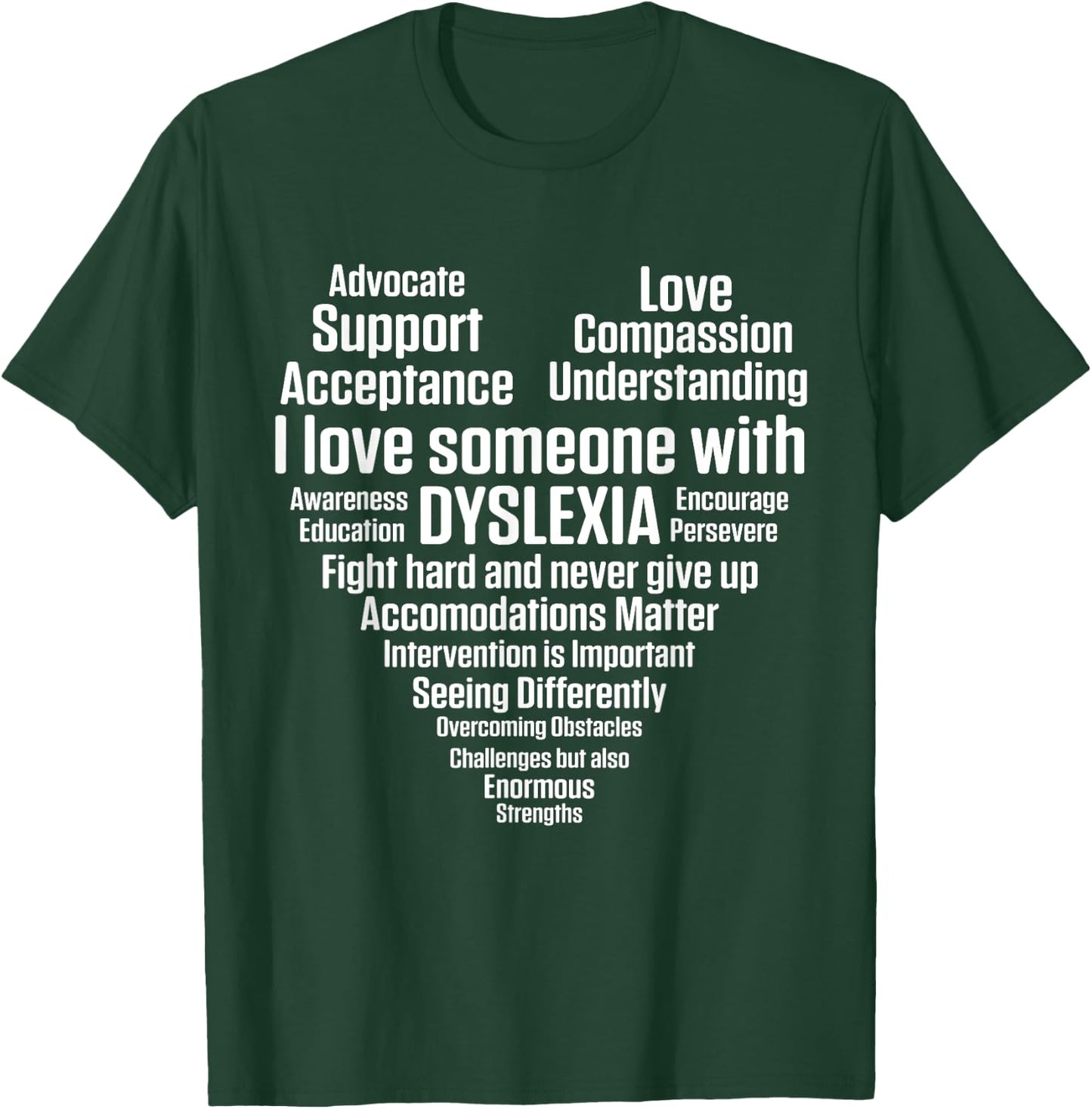 Dyslexia Teacher Therapist Heart Love Dyslexic Therapy Men Women T-Shirt - T-Shirt | Forest