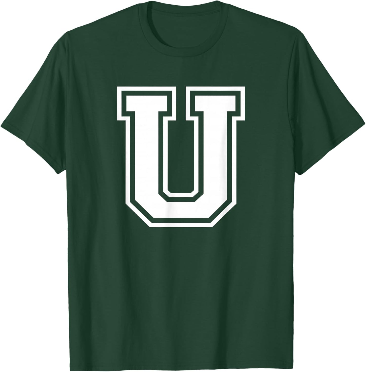 Letter U Name Initial Varsity Alphabet Monogram T-Shirt - T-Shirt | Forest