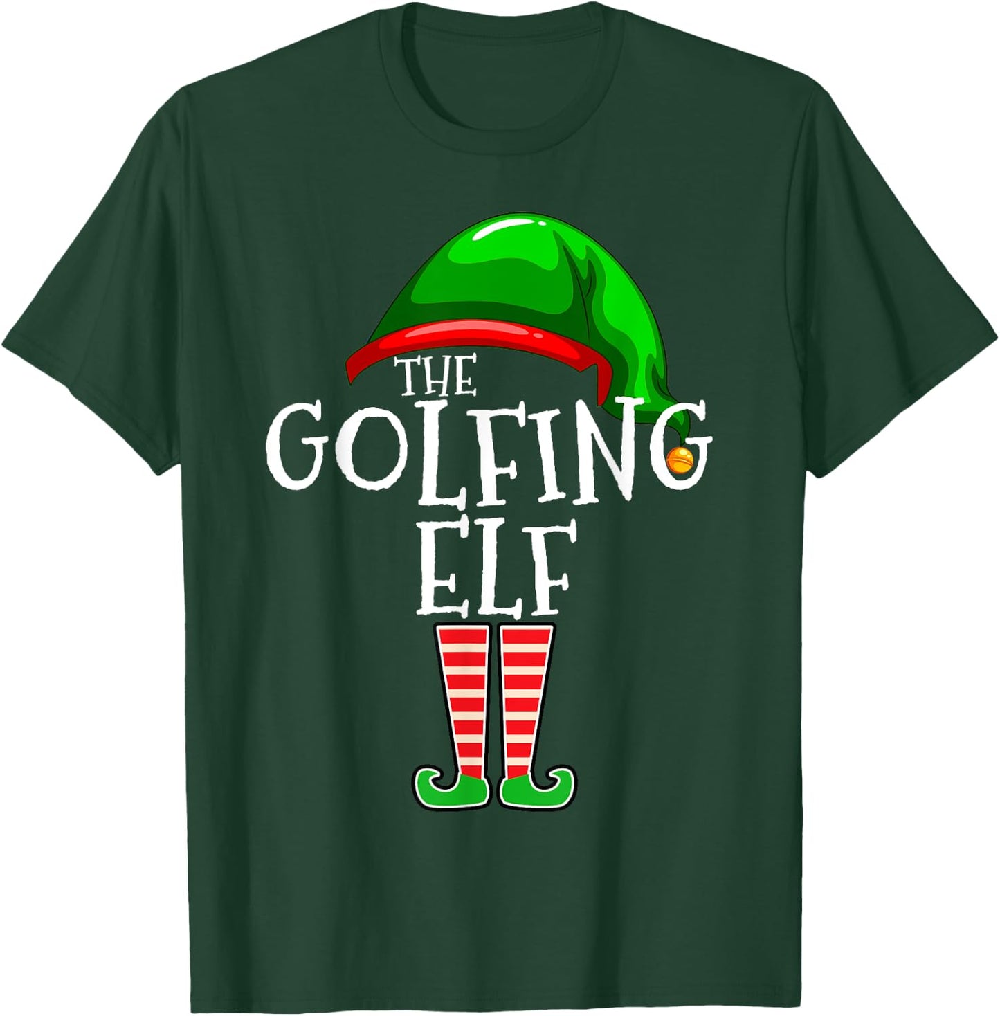 Golfing Elf Family Matching Group Christmas Golf Dad T-Shirt - T-Shirt | Forest