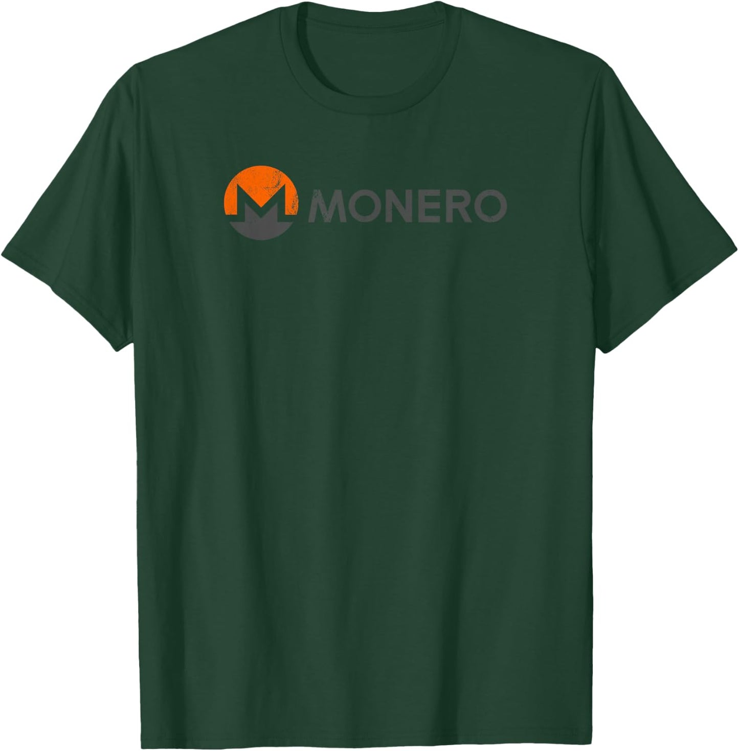Monero Logo and Text Vintage Distressed Style T-Shirt - T-Shirt | Forest
