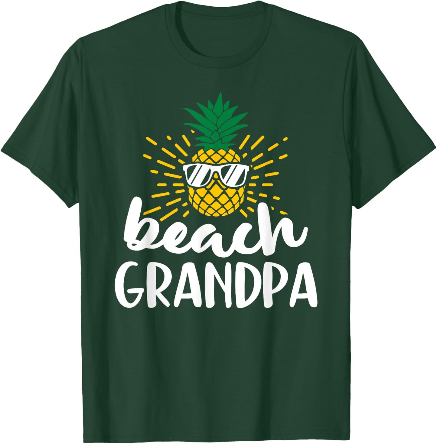 Beach Grandpa Tropical Summer Vacation Beach Pineapple T-Shirt - T-Shirt | Forest