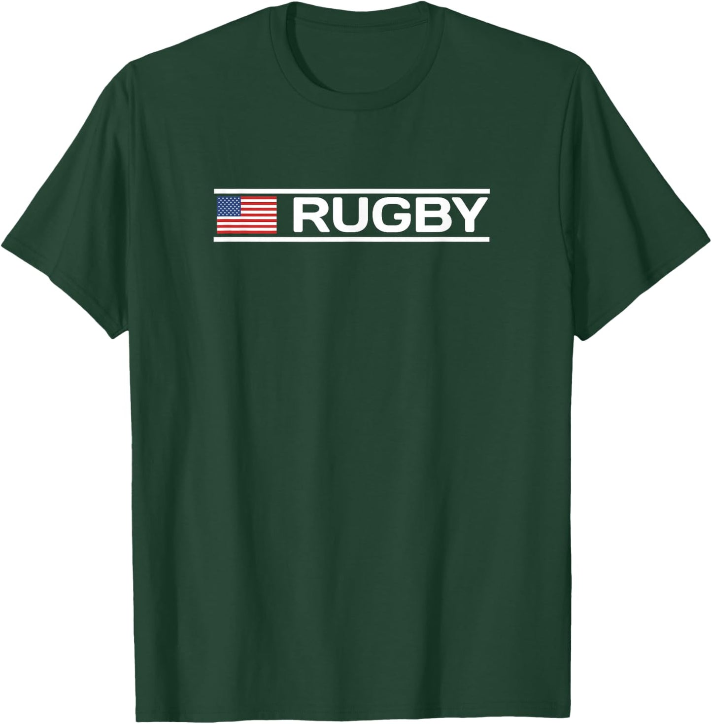 Rugby Text with USA Flag T-Shirt - T-Shirt | Forest