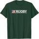 Rugby Text with USA Flag T-Shirt - T-Shirt | Forest