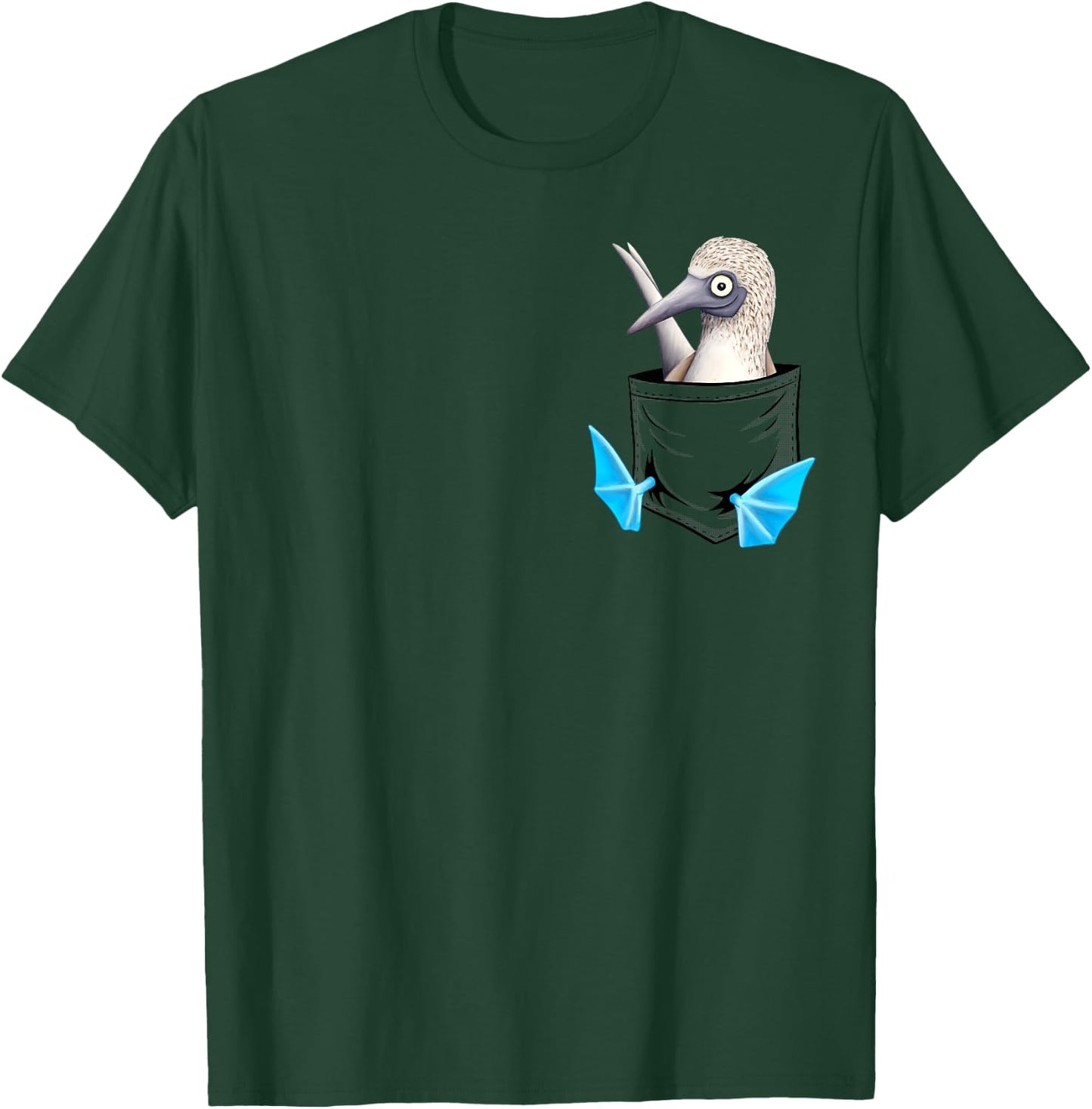 Skizzenmonster Quirky Seabird Gifts Blue Foot Booby Pocket T-Shirt - T-Shirt | Forest