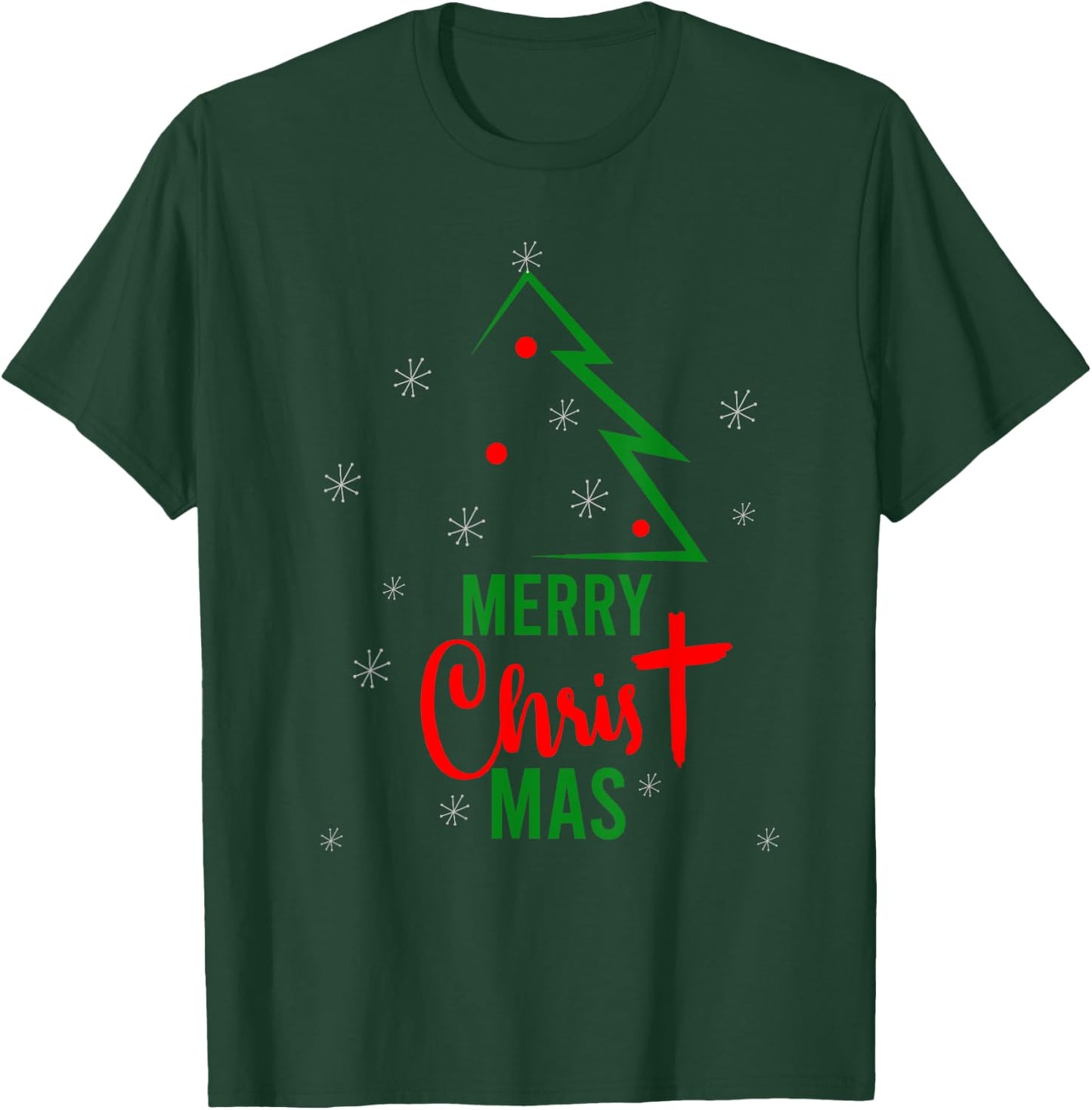 Merry Christ Mas Christmas Christian Jesus Religious Holiday T-Shirt - T-Shirt | Forest