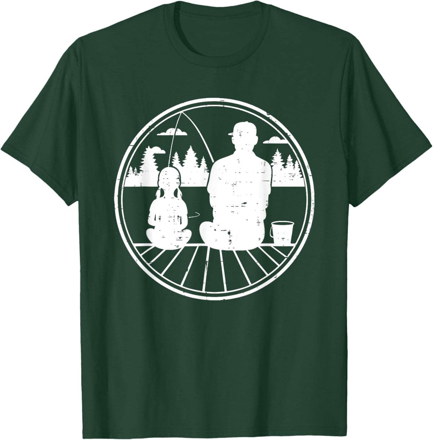 Father & Daughter Fishing Retro Matching Dad Gift T-Shirt - T-Shirt | Forest