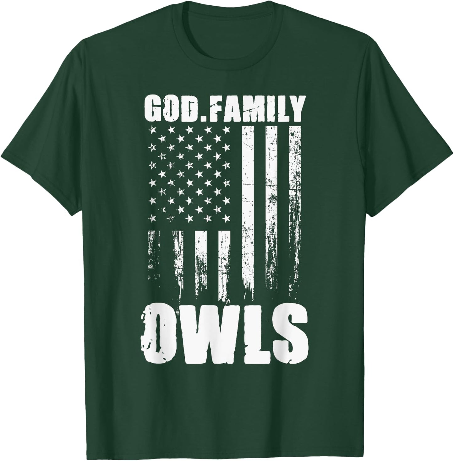 Joshua Owls God. Family. Vintage USA Flag T-Shirt - T-Shirt | Forest