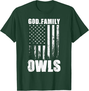 Joshua Owls God. Family. Vintage USA Flag T-Shirt - T-Shirt | Forest