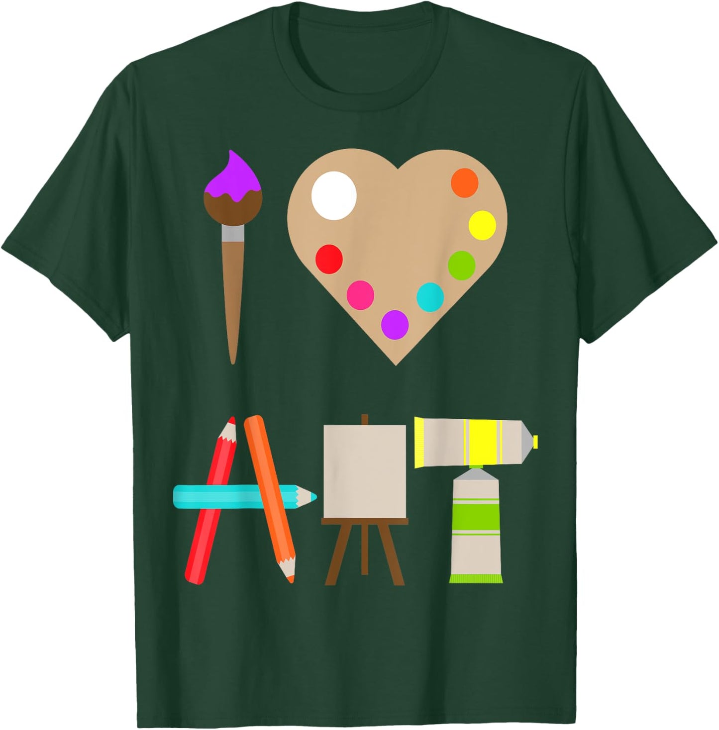 Cool I Love Art Fun Colorful Future Artist and Crafts T-Shirt - T-Shirt | Forest