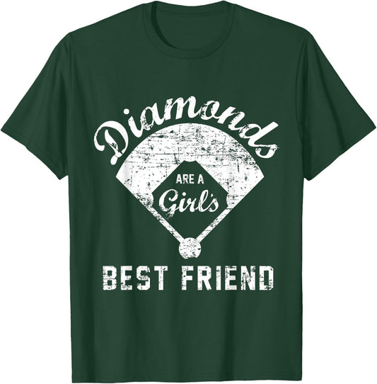 Diamonds are a Girl's Best Friend T Shirt, Softball Mom Gift T-Shirt - T-Shirt | Forest
