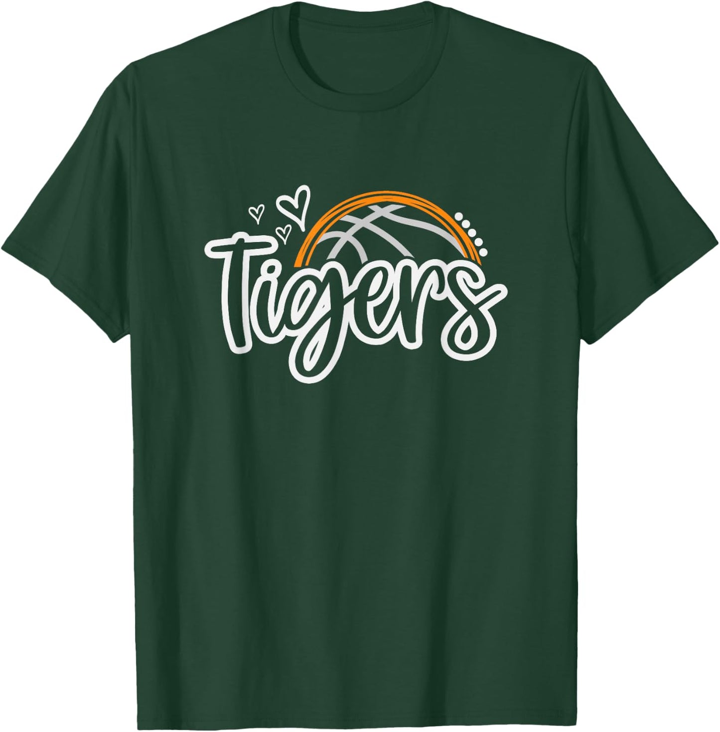 Basketball Tigers School Sports Fan Team Spirit T-Shirt - T-Shirt | Forest