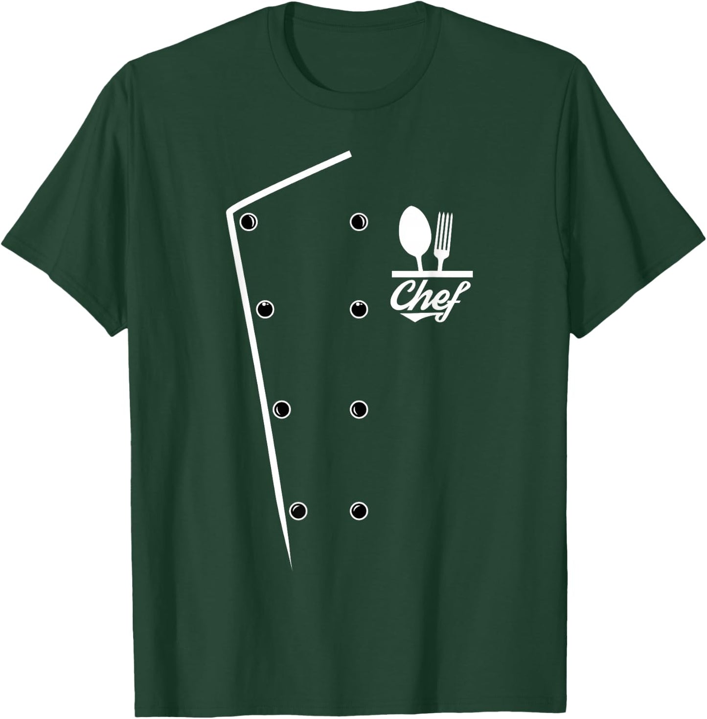 Chef Uniform Cooking Shirt Black Chef , Culinary , Classic Fit, Short Sleeve, -Adults, Small T-Shirt - T-Shirt | Forest