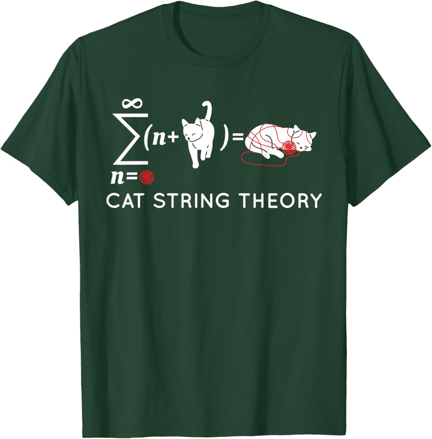 Cat String Theory Sarcastic Science Humor Funny Women Kids T-Shirt - T-Shirt | Forest