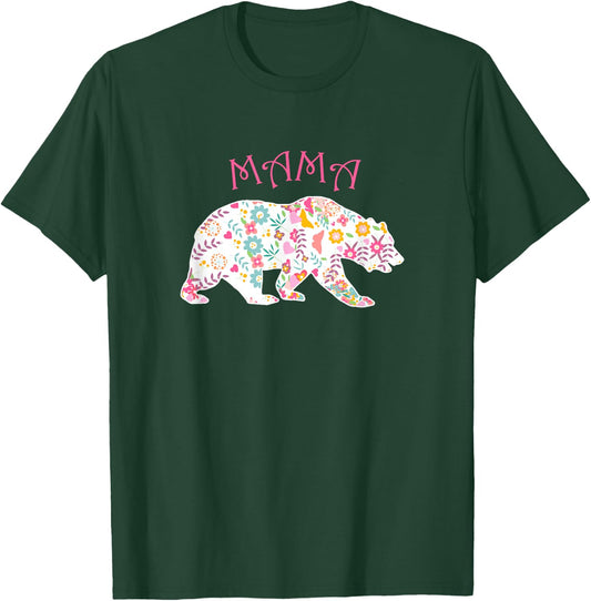 Mother's Day Pink Floral Best Mama Bear Shirt Gift T-Shirt - T-Shirt | Forest