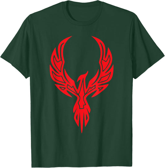 Red Phoenix Fire Bird Symbol Magic Fantasy Circle Life Sun T-Shirt - T-Shirt | Forest