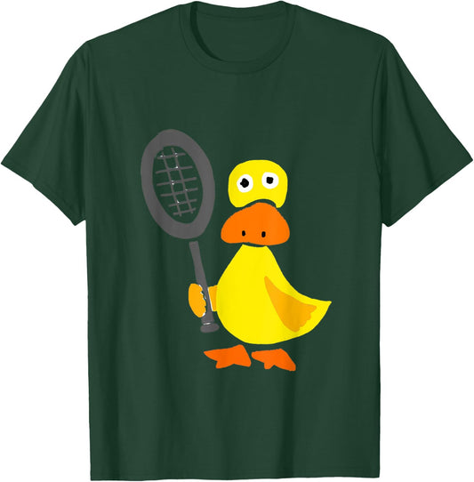 Smileteessportsa Funny Duck Playing Tennis Cartoon T-Shirt - T-Shirt | Forest